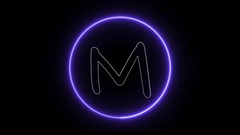 Flickering neon text with circle animation loop Stock Footage 245443354