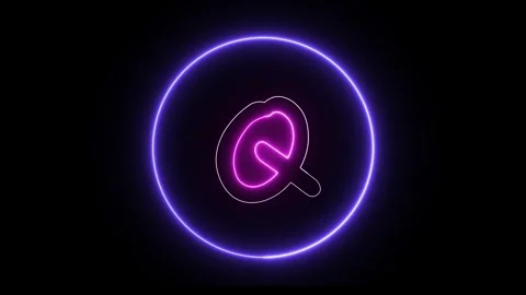 Flickering neon text with circle animation loop Stock Footage 245443715