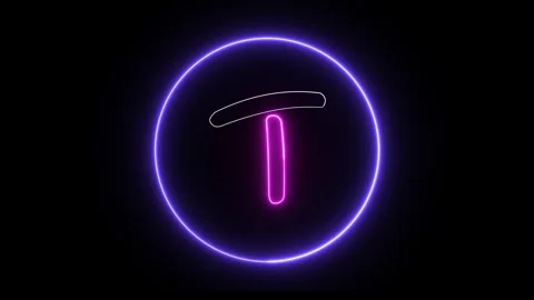Flickering neon text with circle animation loop Stock Footage 245444027