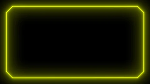 Flickering neon yellow frame on an isolated black background. Stock Footage 129657439