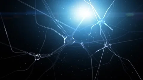 Flickering nerve cells on shine blue animation background Stock Footage 340238131