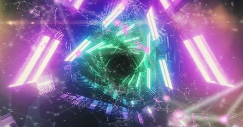 Flickering QR code against glowing tunnel Stock Illustration