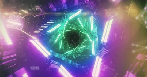 Flickering QR code against glowing tunnel 스톡 일러스트