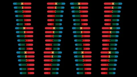 Flickering retro stage screen with moving shapes. Classic bars slide to side Stock-Footage 249102702