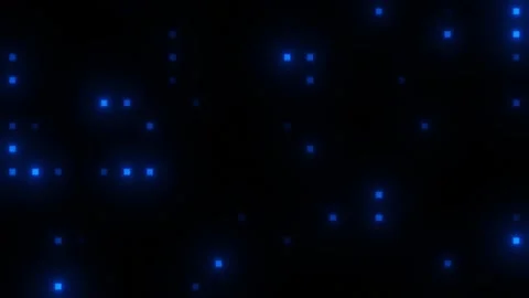 Flickering small blue neon squares on a black background. Stock Footage 154185589