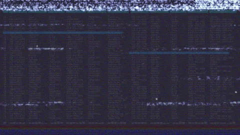 Flickering static bands growing while turquoise bars forming and code scrolling Video stock 313241231