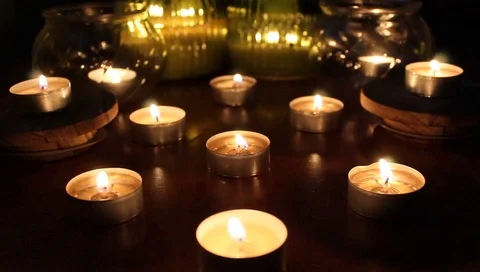 Flickering Tea Candles Stock Footage 119074686
