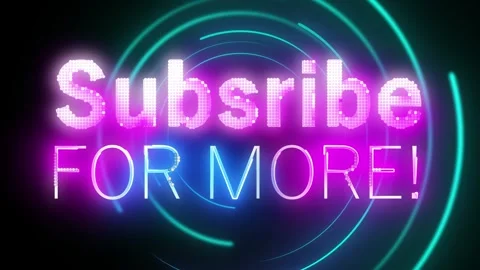 Flickering text title subscribe for more neon lights. Glowing striped lasers Stock Footage 247254408