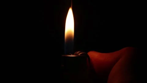 Flicking a Lighter in the Dark in slow motion - Horizontal Video stock 308465218
