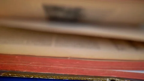 Flicking Through Old Book Pages Slow Motion Close-up Stock Footage 106999328