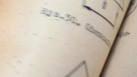 Flicking Through Old Typescript Technical Book Pages Close-up Stock Footage 118534029