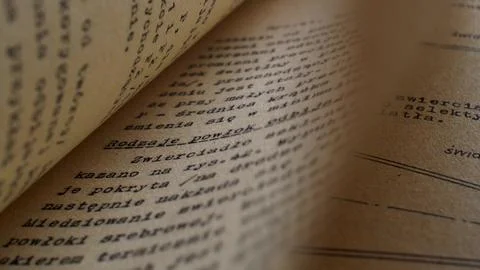 Flicking Through Old Typescript Technical Book Pages Close-up Stock Photos