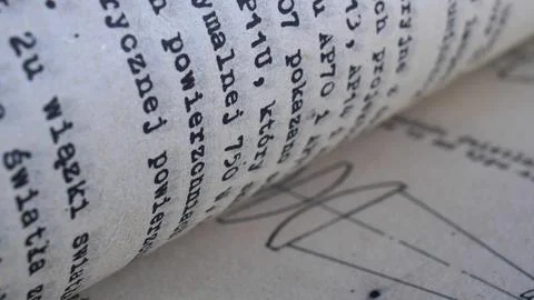 Flicking Through Old Typescript Technical Book Pages Close-up Stock Photos
