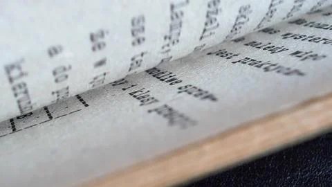 Flicking Through Old Typescript Technical Book Pages Close-up Stock Photos