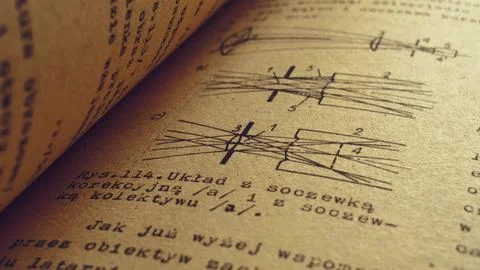 Flicking Through Old Typescript Technical Book Pages Close-up Stock Photos