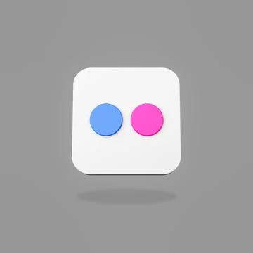 Flickr Logo 3D Shape Isolated on Flat Gray Background with Shadow 3D Illustra Illustrazione stock