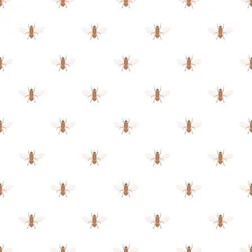 Flies creating seamless pattern on white background Stock Illustration