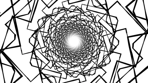 Flight in 3d web net polygonal abstract tunnel drawing motion graphics animation Stock Footage 105964835