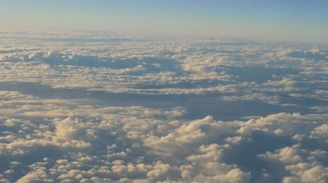 Flight abobe spectacluar clouds, travelling by air Stock Footage 64092275