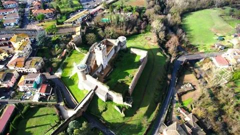 Flight above-Aerial Drone view Staggia Castle Siena 4K Tuscany Italy Stock Footage 188464408