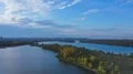 The flight above the beautiful river city landscape. hyper lapse 4k or 4k+ Resolution