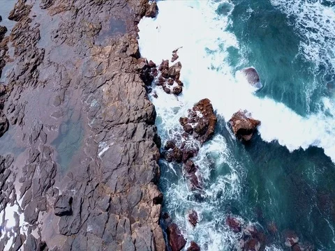 Flight above Cliff in the Atlantic Ocean Stock Footage 77081573