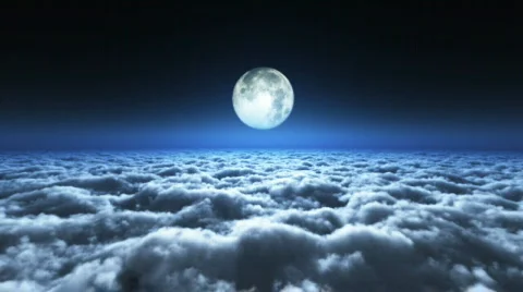 Flight above cloud with moonlight Stock Footage