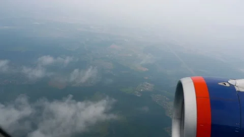 Flight above the clouds, porthole Stock Footage 196113874
