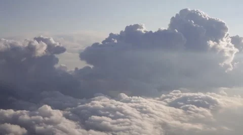 Flight above clouds, sky architecture Stock Footage 52911889