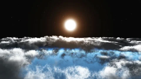 Flight above the clouds the sun  3d animation. HD 1080. Stock Footage 29667716