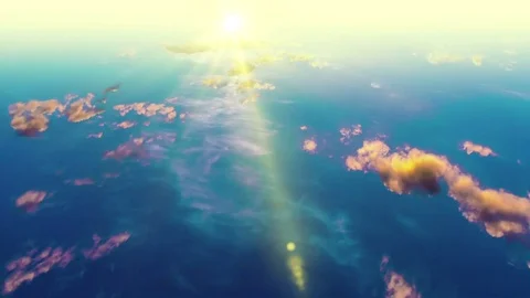 Flight above the clouds before sunset, time laps, video loop Video stock 76049235
