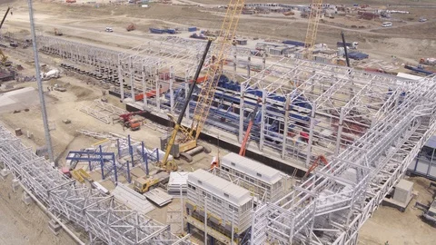 Flight above construction on port 動画素材 123765073