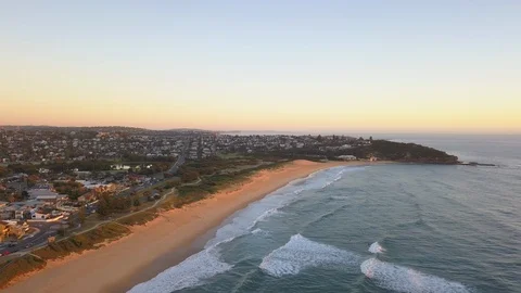 Flight above Curl Curl Beach Stock Footage 86182342