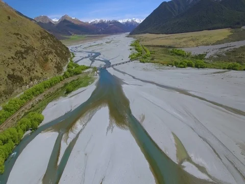 Flight above dry river Stock Footage 74215778