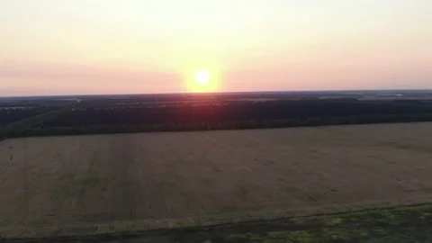 The flight above the field on the sunny background. quadcopter shot. Wheat field Stock Footage 158217185
