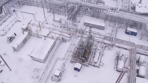 Flight above gas station and field Video stock 123765352