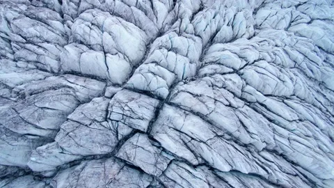 Flight above glacier iceberg on slopes of Elbrus mountain Caucasus landmark film Stock Footage 153257573