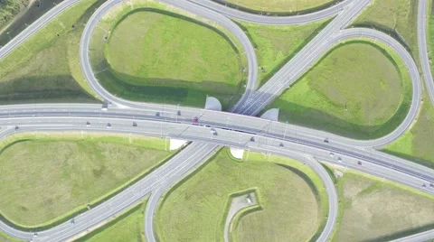 Flight Above Highway Interchange Stock Footage 66779927