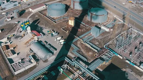 Flight Above Industrial Zone Stock Footage 48275315