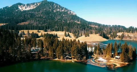 Flight above a Lake in the mountains 動画素材 110763066