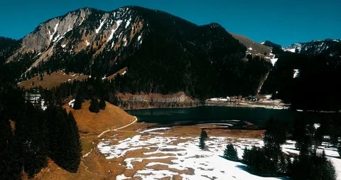 Flight above a Lake in the mountains 動画素材 110763145