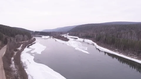 Flight above Lena river 動画素材 123708551