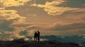 The flight above a man and woman on the mountain top 4k or 4k+ Resolution