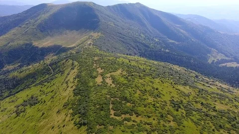 Flight above mountain range in Carpathians Stock Footage 80259228