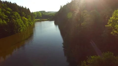 Flight above mountain river Stock Footage 52461041
