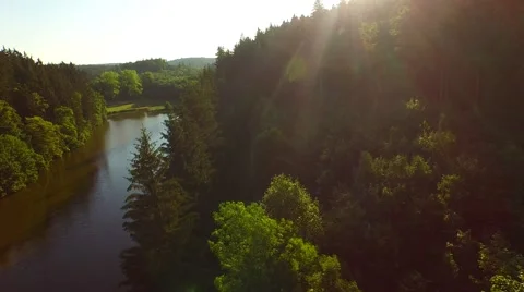 Flight above mountain river Stock Footage 52461377