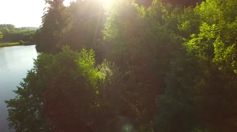 Flight above mountain river Stock Footage 52461380