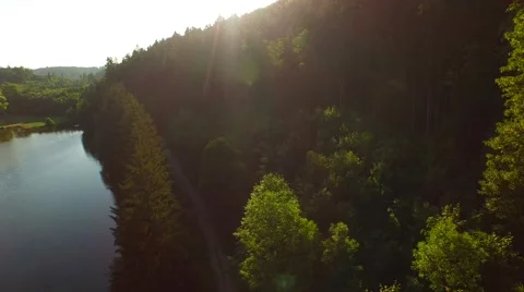 Flight above mountain river Stock Footage 52461545