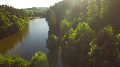 Flight above mountain river Stock Footage 52461880