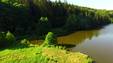 Flight above mountain river Stock Footage 52462204